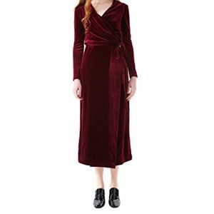 NWT Simple Retro vintage V neck velvet wrap maxi